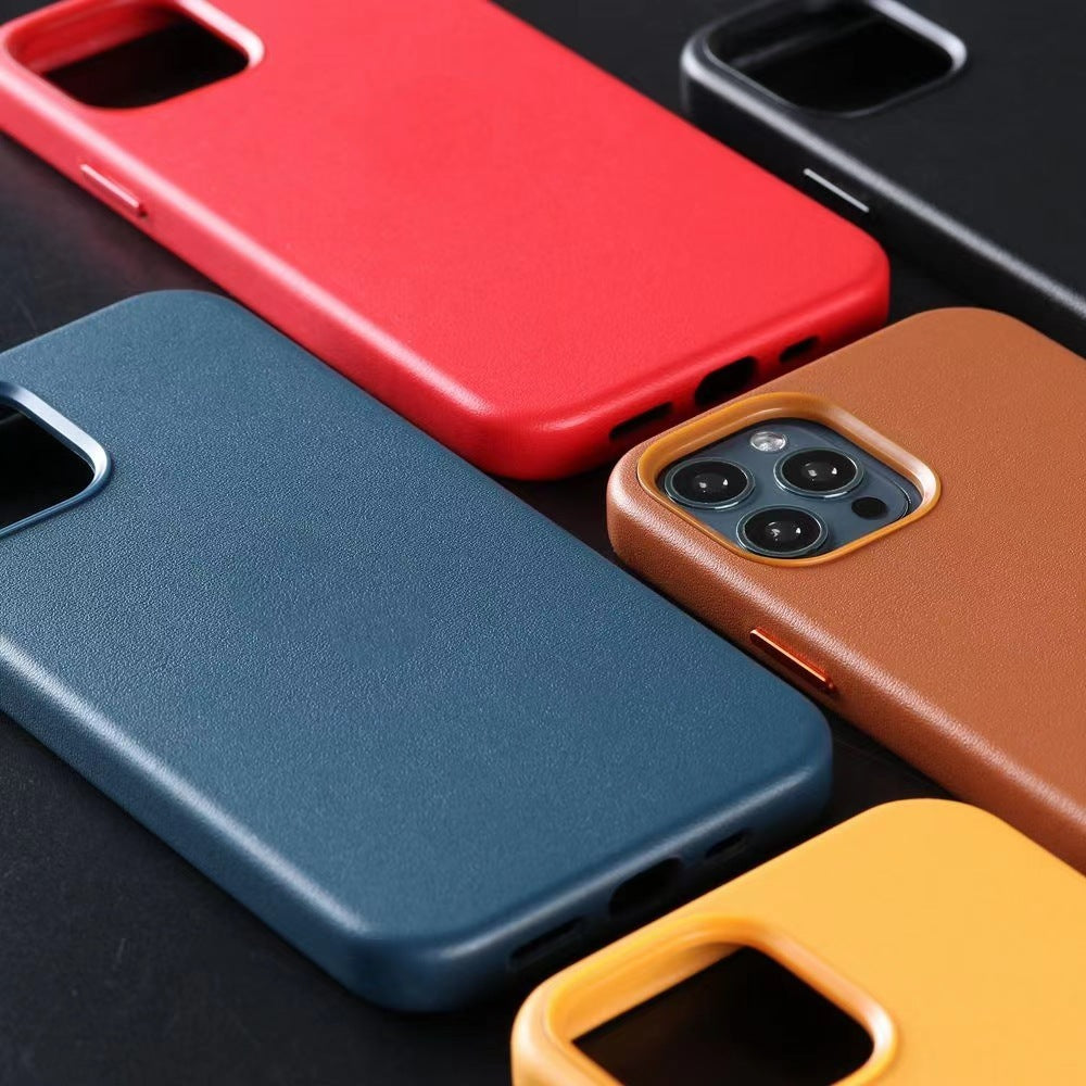 Real Cowhide Leather Magnetic Phone Case