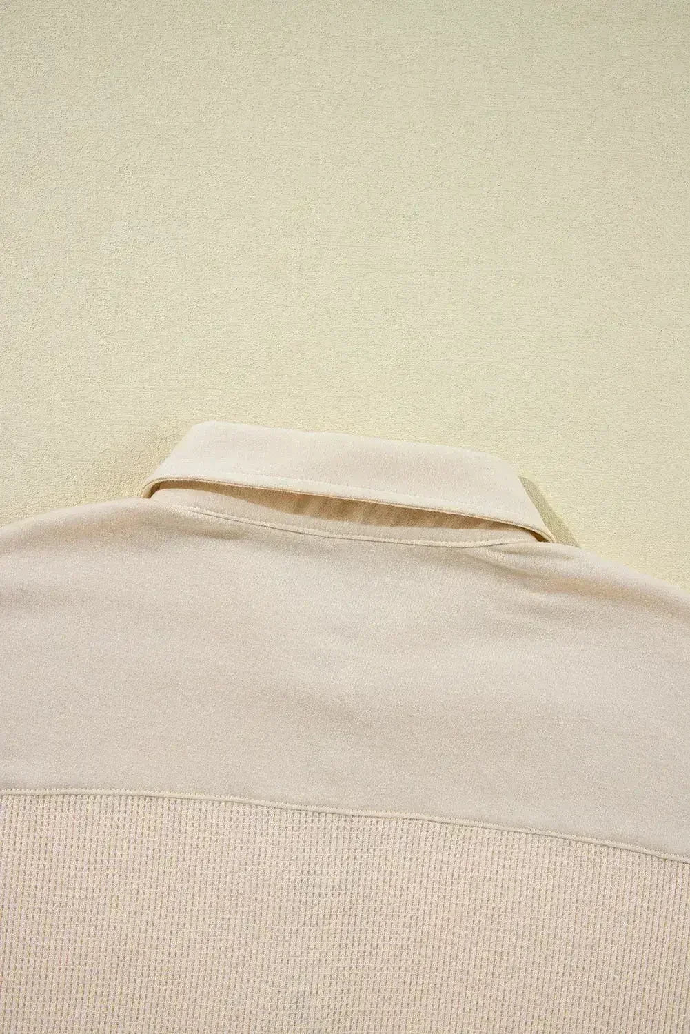 Pink Waffle Long Sleeve Collared Half Button Relaxed Fit Top