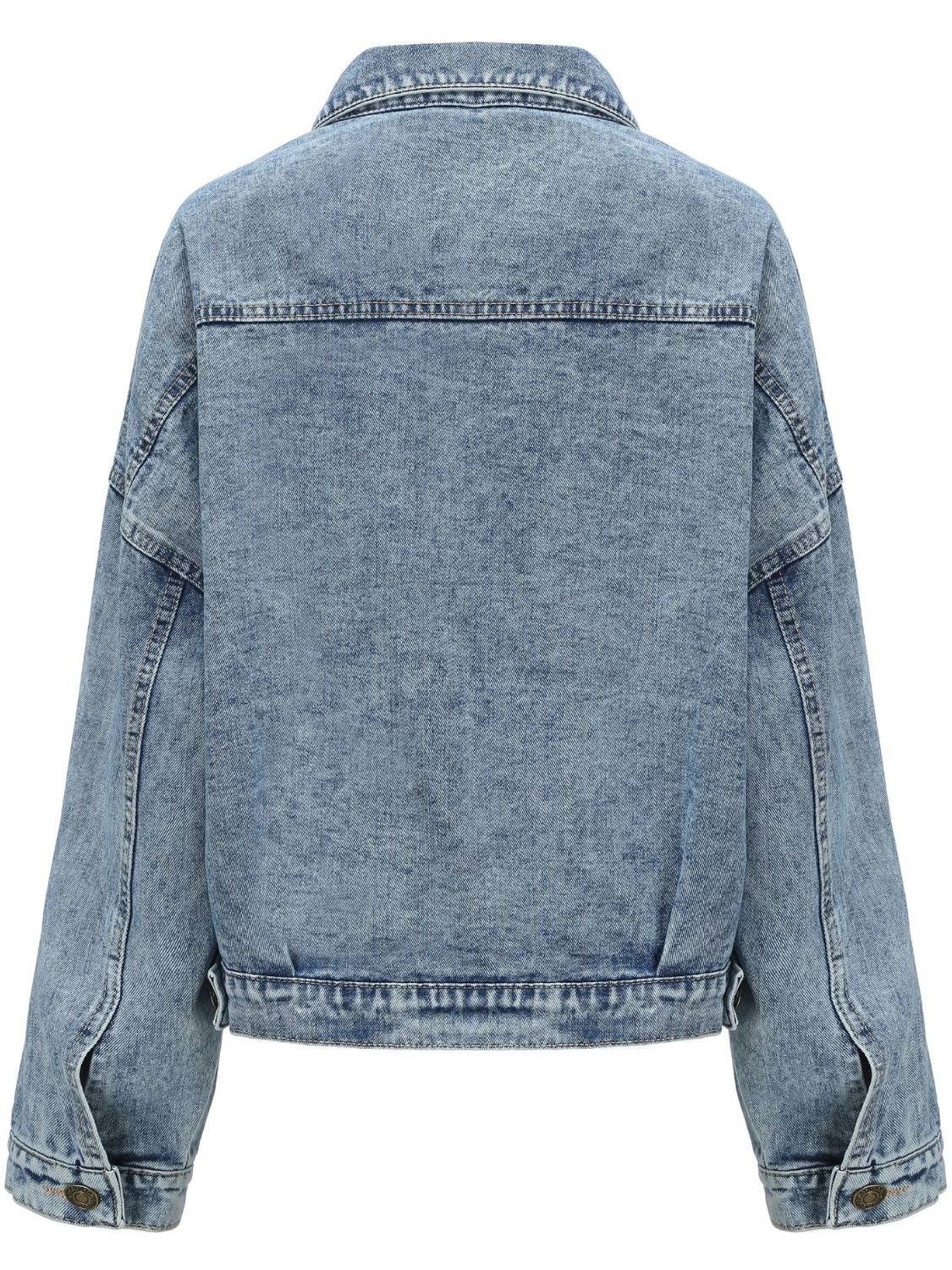Button Down Drop Shoulder Denim Jacket