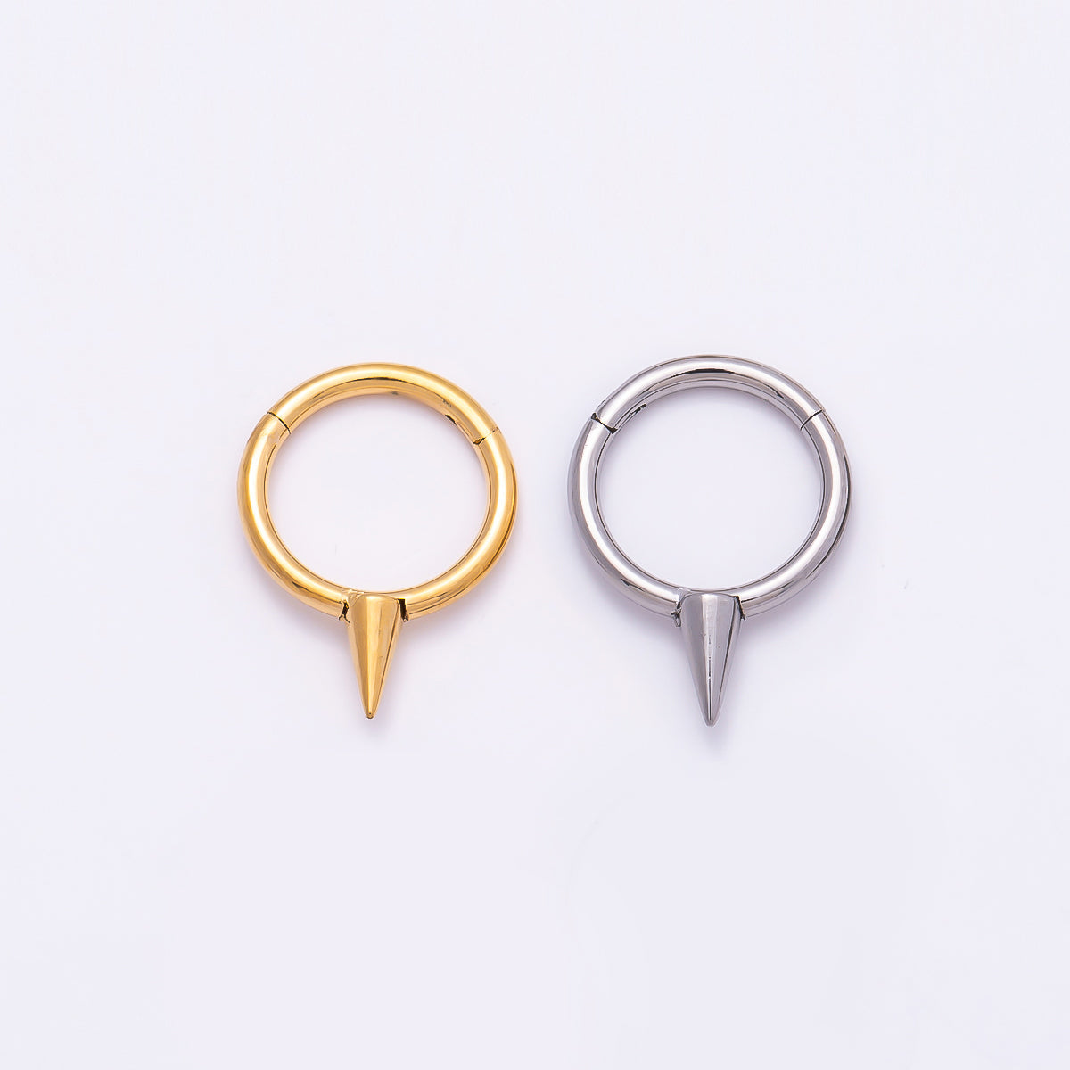 Titanium 14mm Spiked Minimalist Single Septum Cartilage Piercing Clicker in Gold & Silver | BJ-00116 BJ-00117