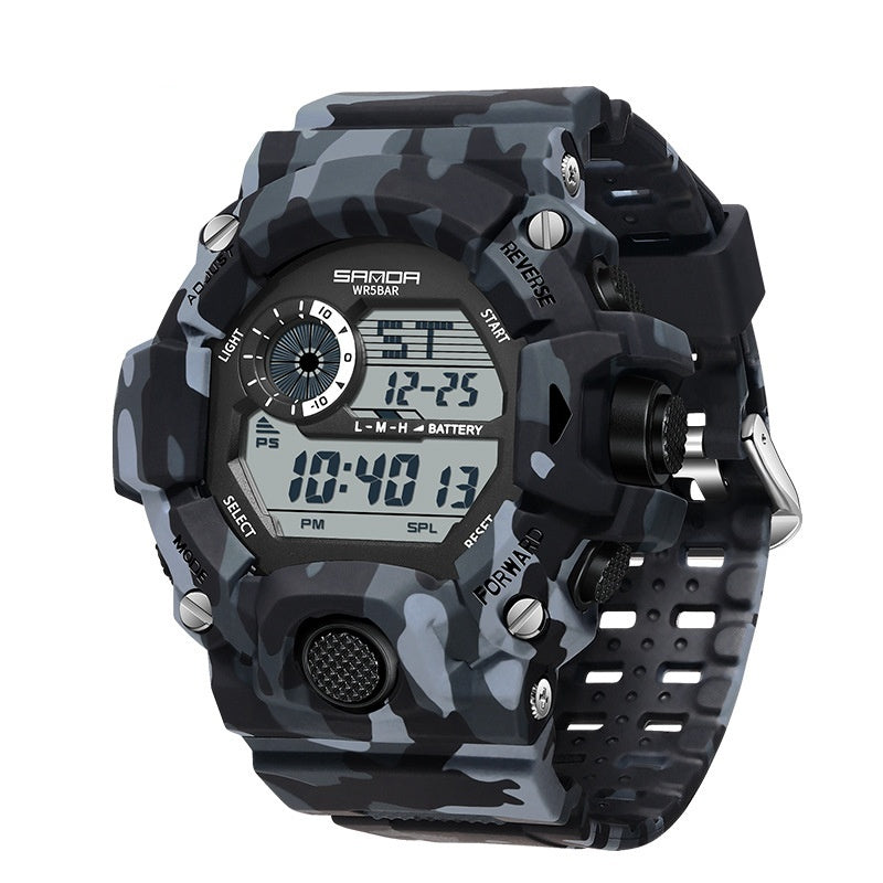 Shock Military Army Mens Watch In Camouflage Style With LED Digital Back Light With Luminous Effect