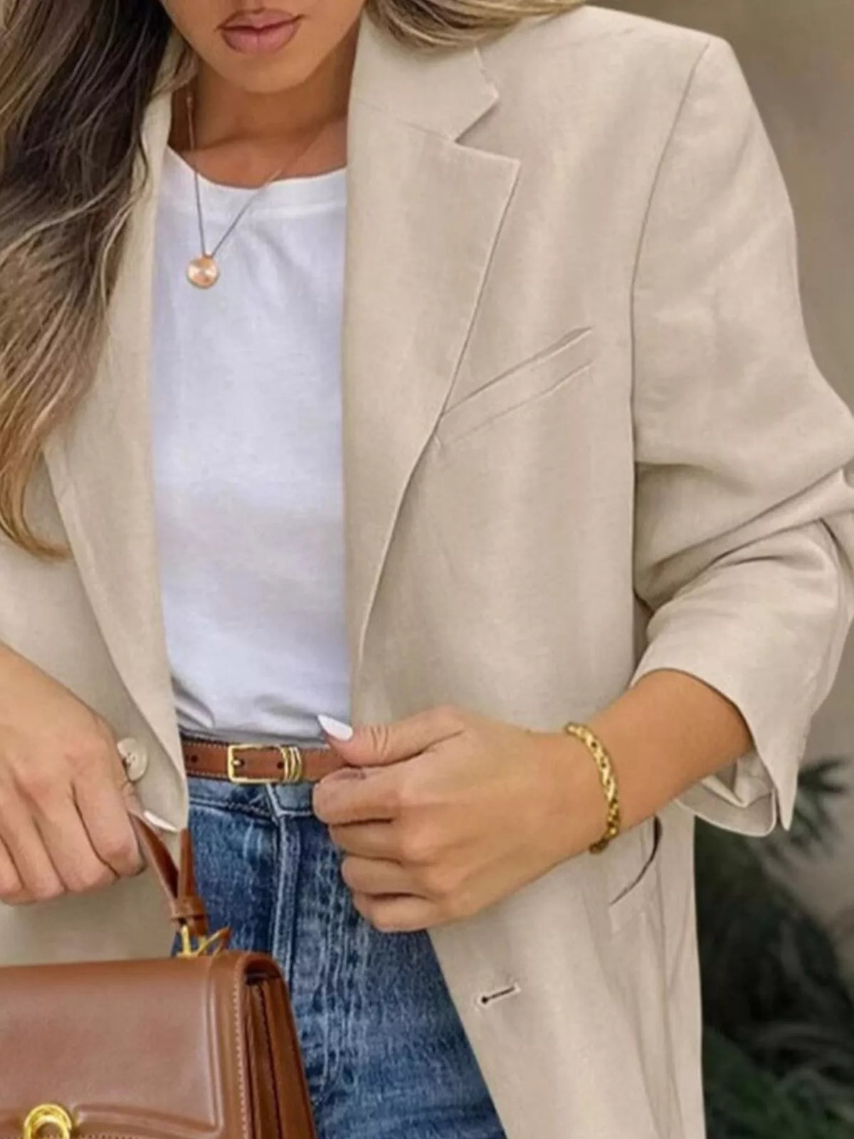 Lapel Collar Long Sleeve Blazer