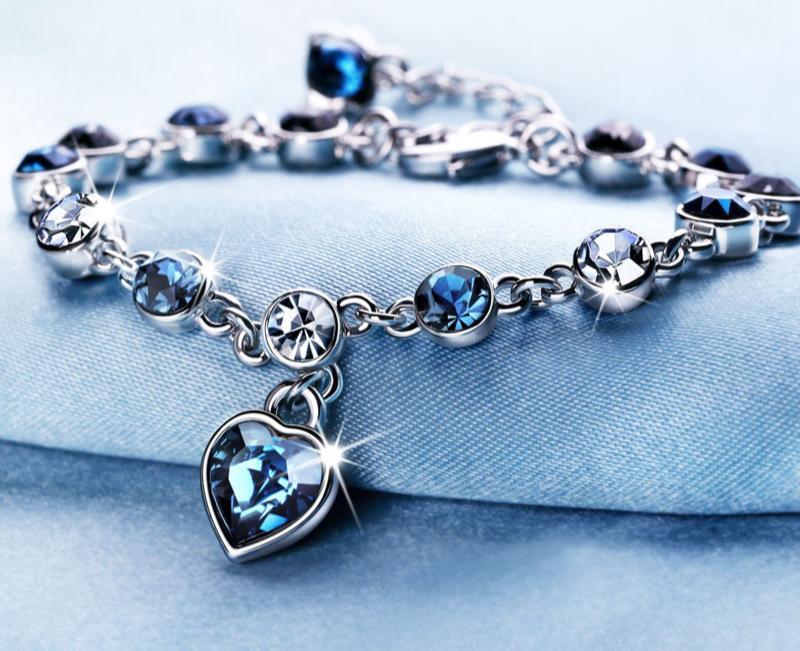 Modern Genuine 925 Sterling Silver Heart Elegant Luxury Bracelets For Women Blue Sapphire Tanzanite Chain Bracelet Trendy Wedding Gift Fine Jewelry