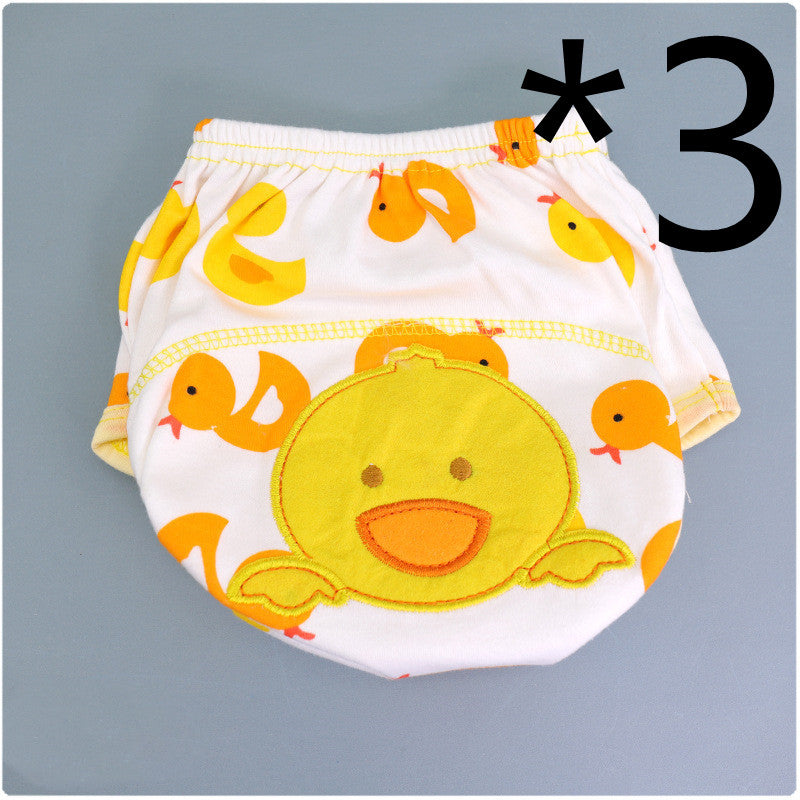 Summer Embroidered Baby Cotton Learning Pants Diaper Pocket Waterproof Training Pants Leak-Proof Breathable Bread Pants