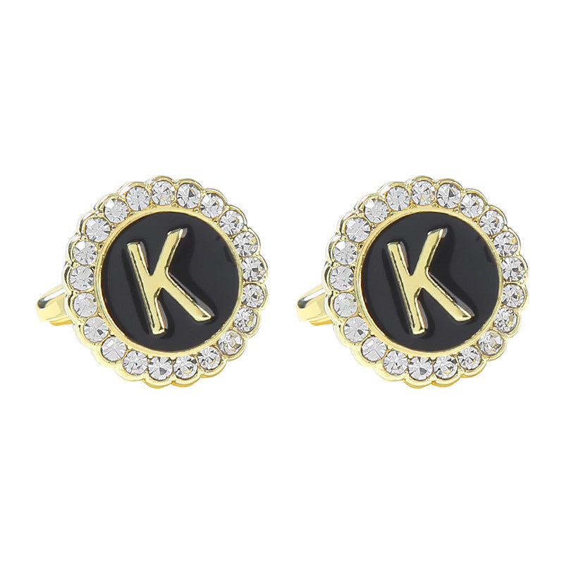 Round Diamond French Cufflinks Men&