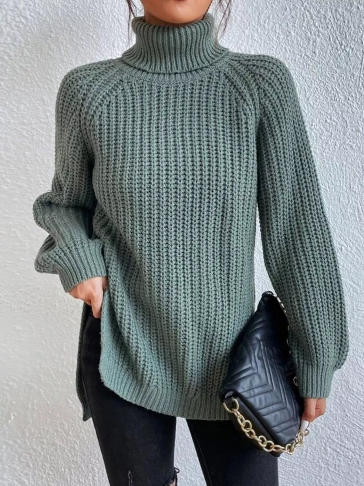 Full Size Turtleneck Long Sleeve Sweater Plus Size