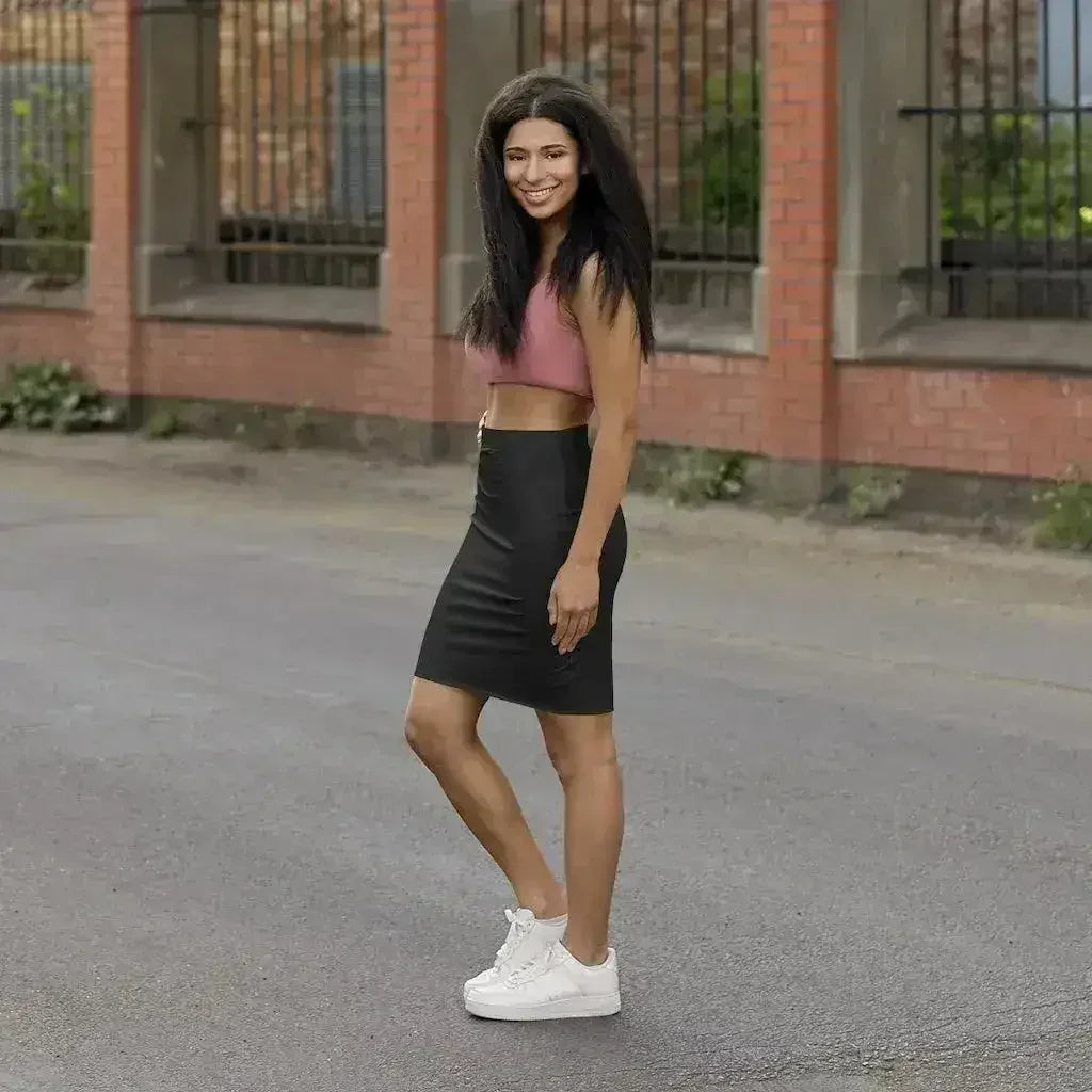 Womens Mini Skirt - Stretchy - Black Pencil Skirt
