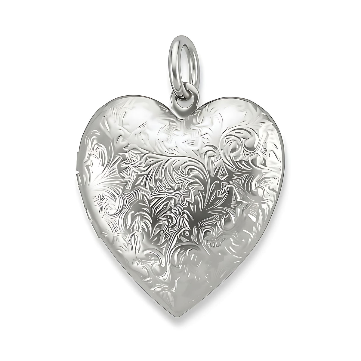 UNCLE LOL Vintage Silver Heart Locket Necklace – Engraved Photo Pendant for Women