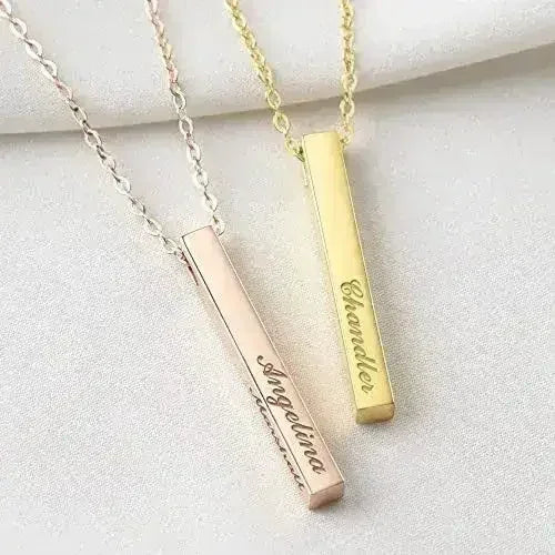 Personalized Mother Necklace, 4 Side Bar Necklace, Kids Names Necklace