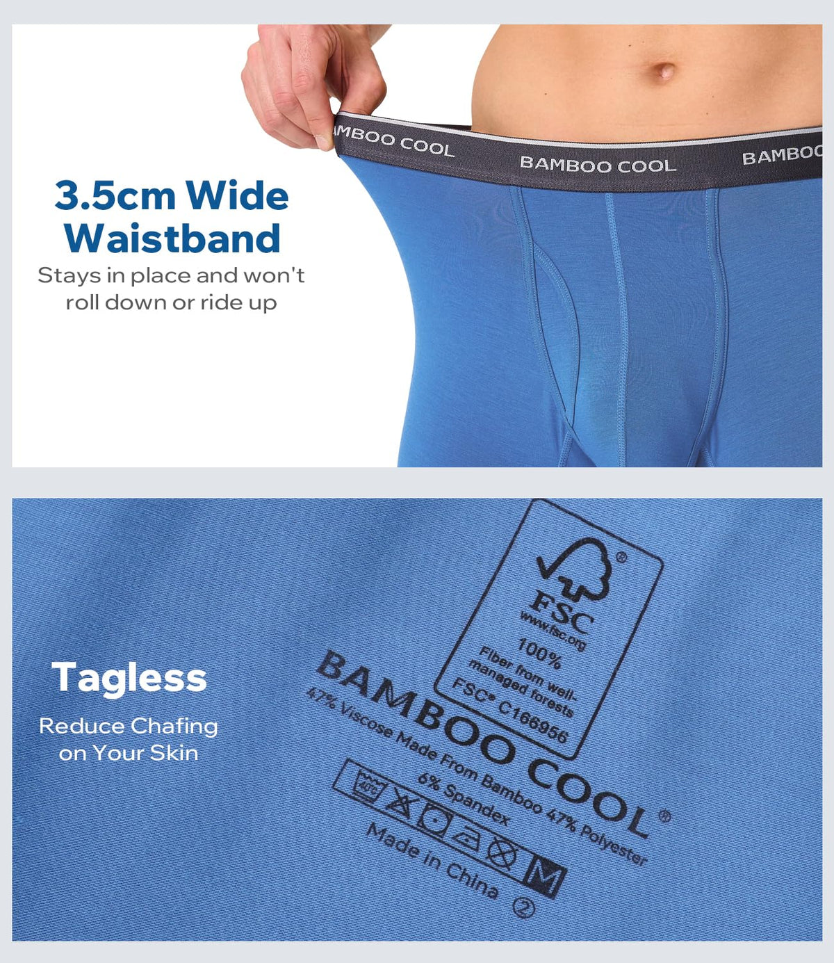 BAMBOO COOL Ultra Soft Mens Underwear Boxer Briefs Multi-pack | Bamboo Fabric,No Ride Up,More Breathable Than Cotton