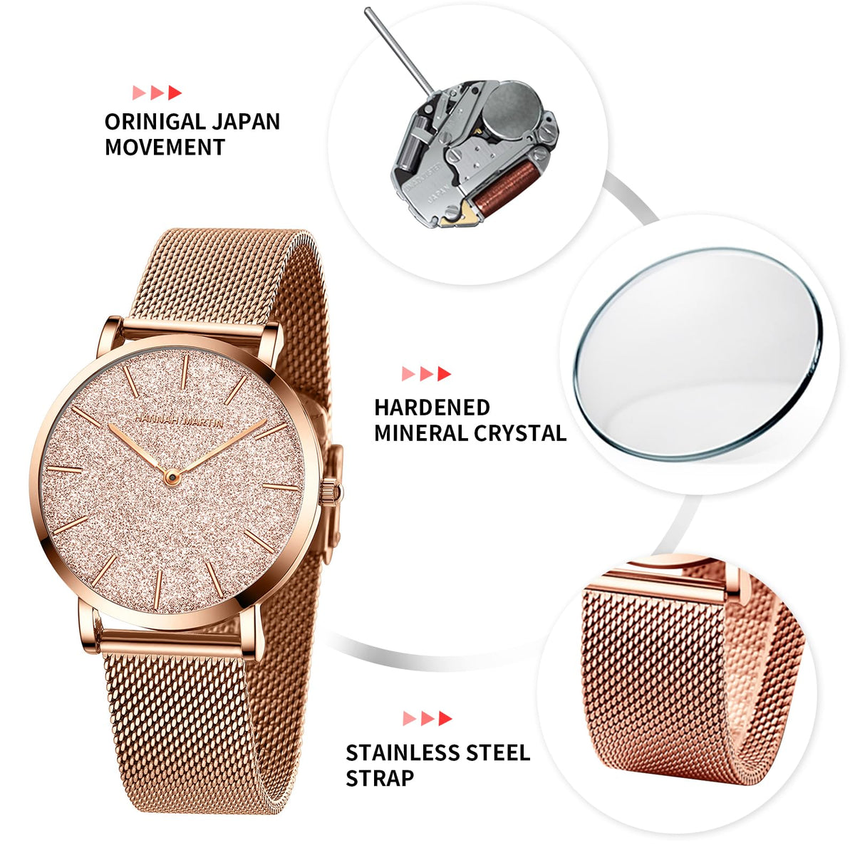 HANNAH MARTIN Watches for Women Analog Women&