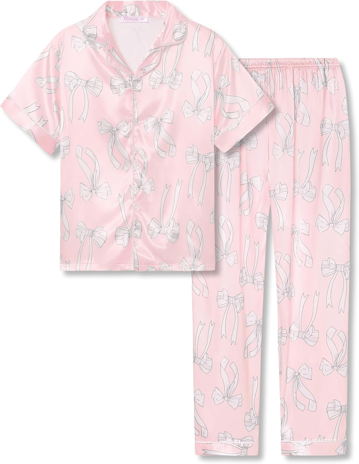 Girls Satin Pajama Set - Silky Button Down PJ with Shorts Size 6-16