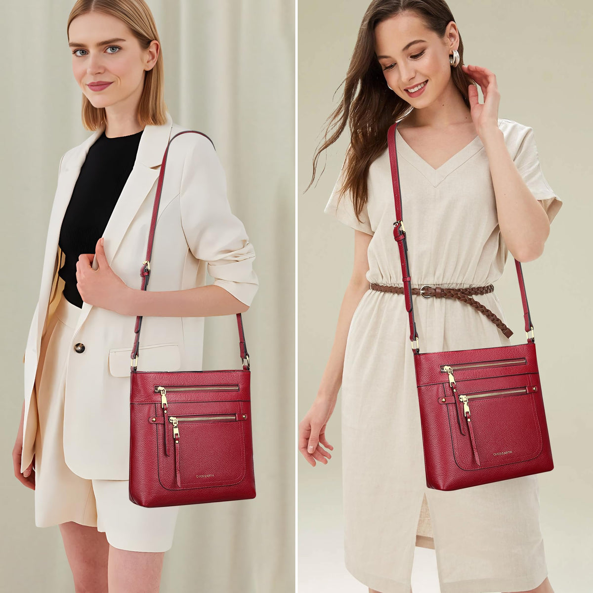 Over Earth Crossbody Bags for Women Leather Purses for Ladies with Multiple Pockets