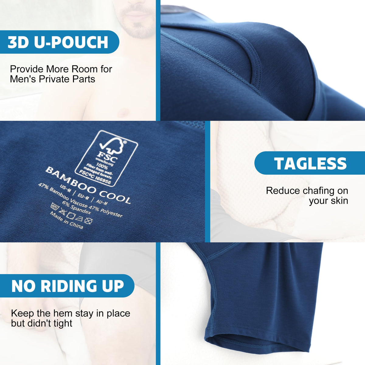 BAMBOO COOL Ultra Soft Mens Underwear Boxer Briefs Multi-pack | Bamboo Fabric,No Ride Up,More Breathable Than Cotton
