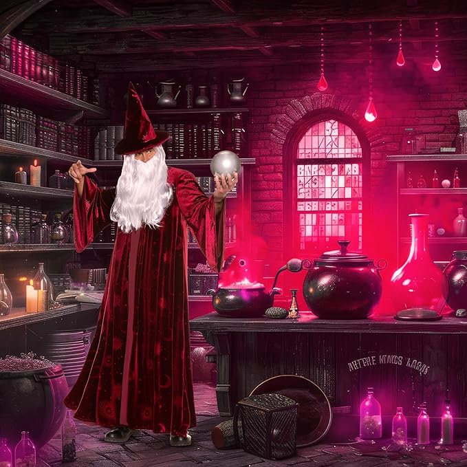 Adult Burgundy Wizard Stargazer Fantasy Magic Sorcerer Men&