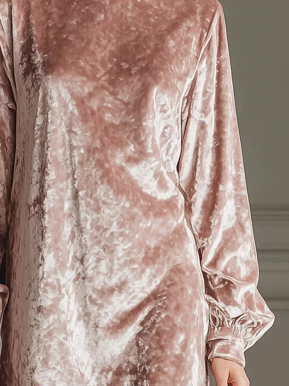 Full Size Velvet Long Sleeve Mini Dress Plus Size