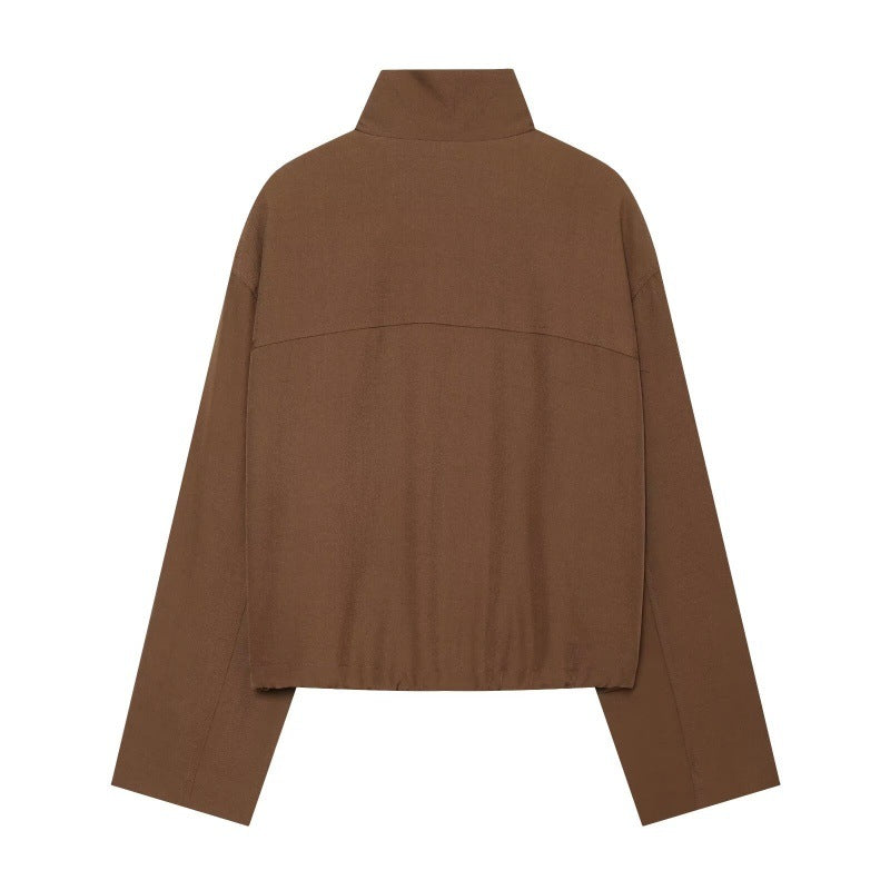 Womens Casual Jacket With A Chimney Collar
