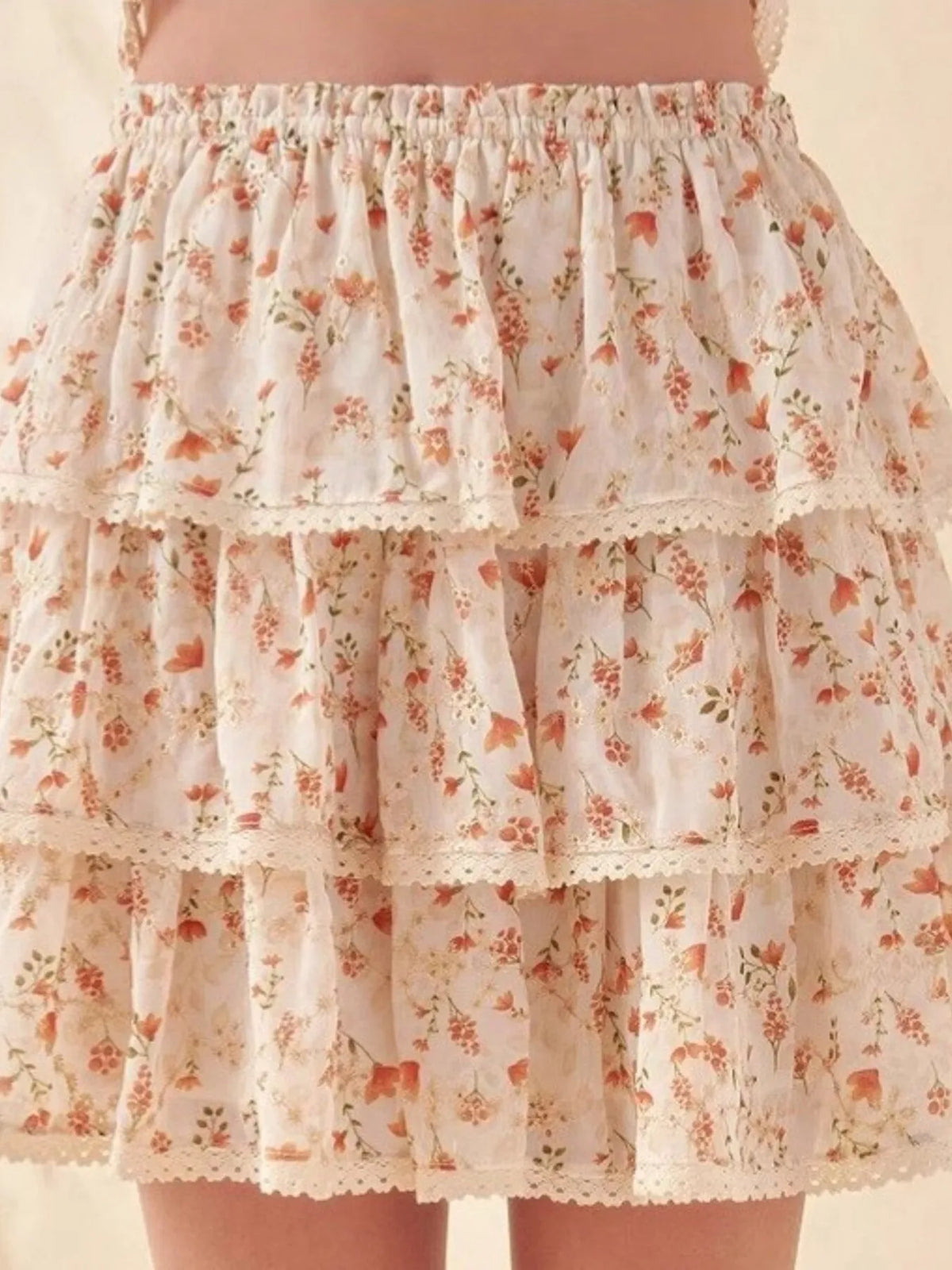Floral Layered Ruffle Mini Skirt
