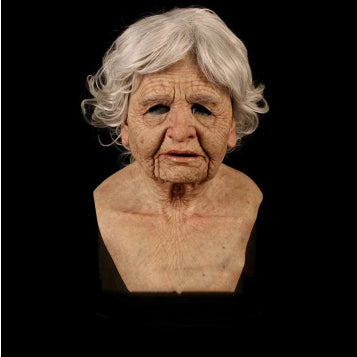 Halloween Granny Mask Latex Headgear Wig Mask