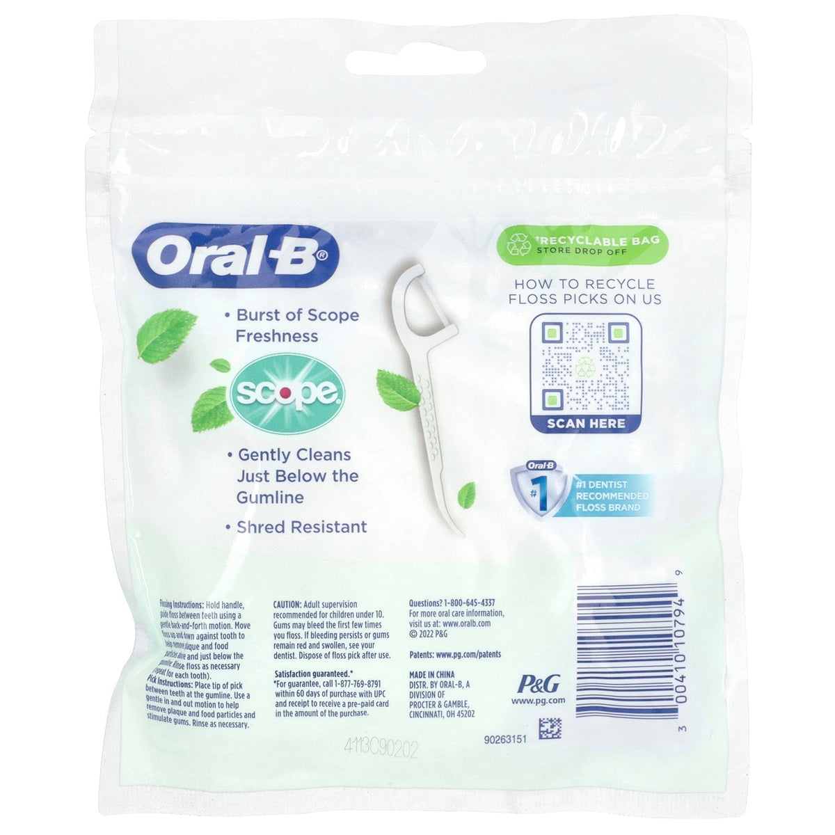 Oral-B Floss Picks with Scope – Fresh Mint, 75 Count