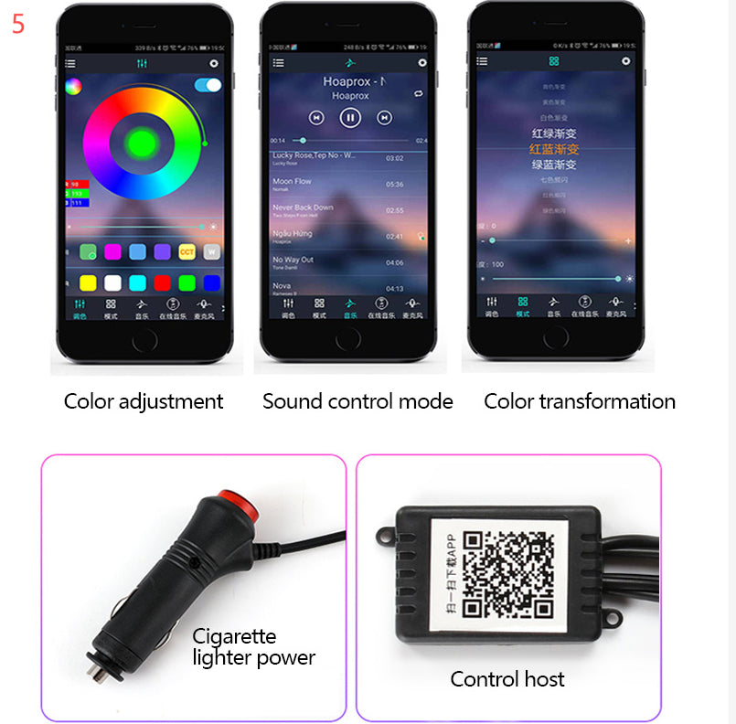 Car Fiber Optic Ambient Light Modified Car Interior Cool Light APP Rhythm Light