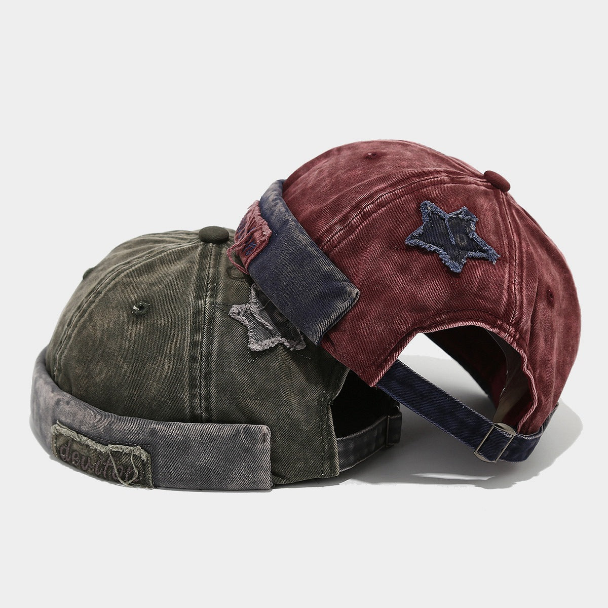 Men And Women Can Wear This Vintage Hat With Frayed Edges, Featuring A Five-point Star Patch. It&