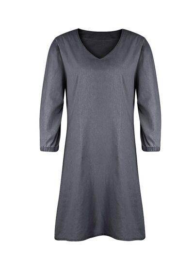 Full Size V-Neck Half Sleeve Dress for Everyday Wear