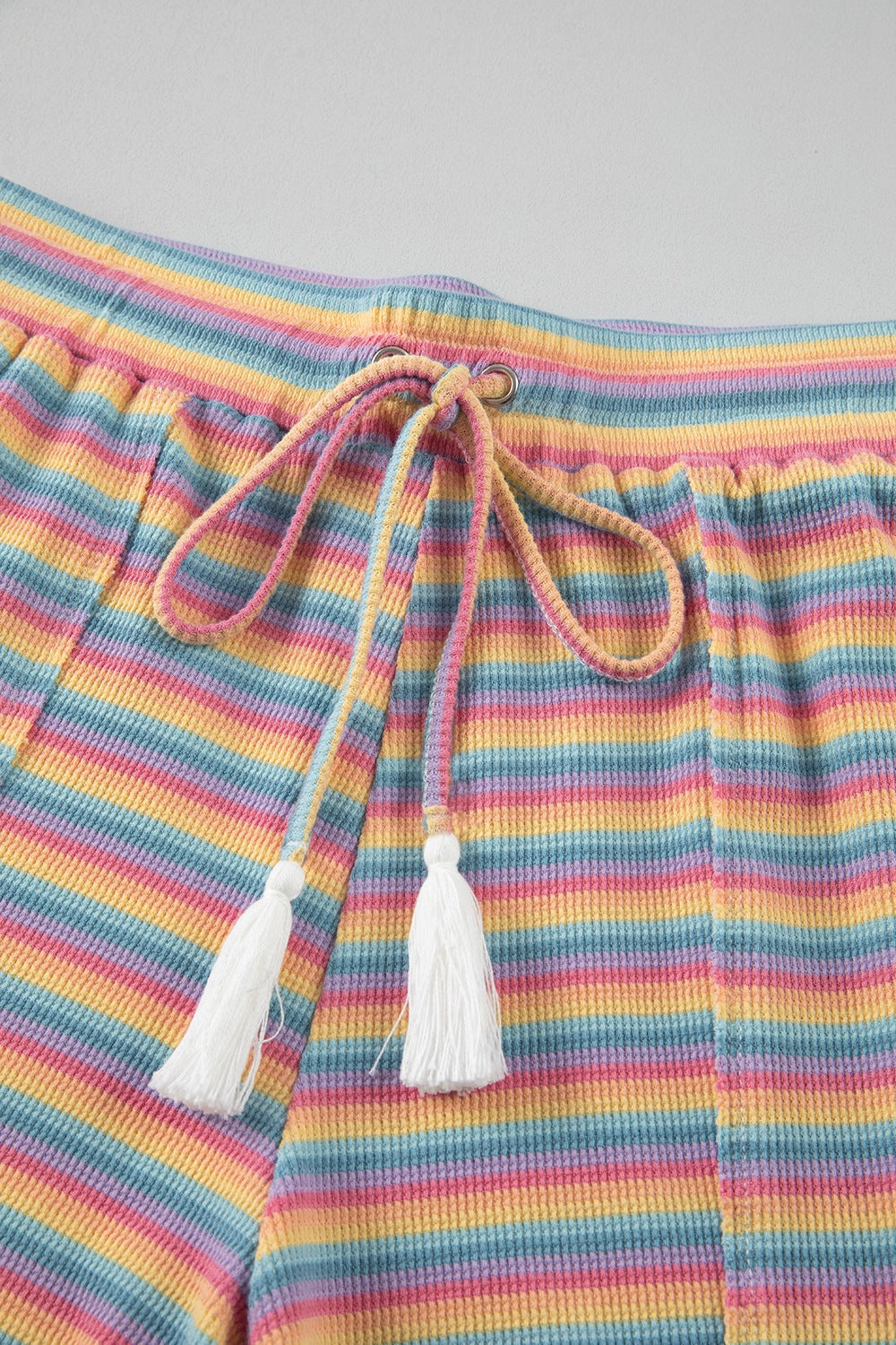 Striped Round Neck Top and Shorts Set