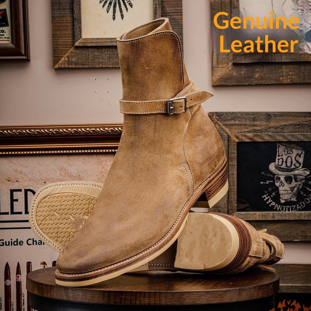 American-style Vintage Pointed-toe Boots Mens Suede Boots