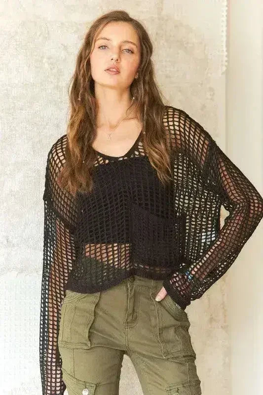 ADORA Crochet Long Sleeve Knit Top – Femstylo
