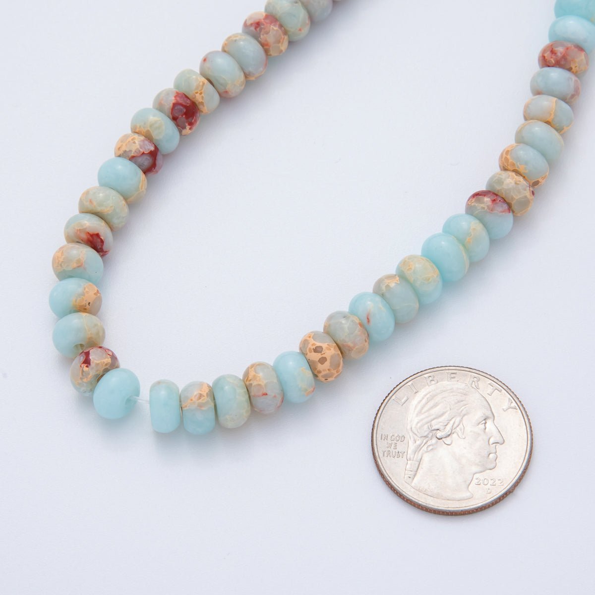 8mm Blue Imperial Jasper 8mm Blue Imperial Jasper Rondelle Natural Gemstone Bead Strand Finding | WA-3281 | WA-3281