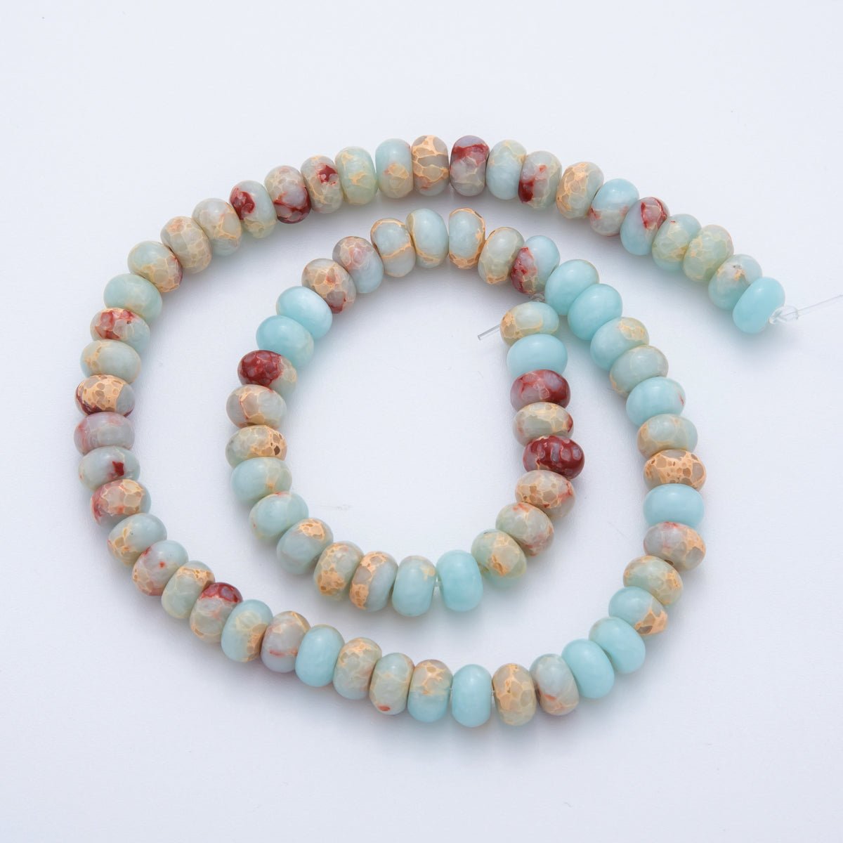 8mm Blue Imperial Jasper 8mm Blue Imperial Jasper Rondelle Natural Gemstone Bead Strand Finding | WA-3281 | WA-3281