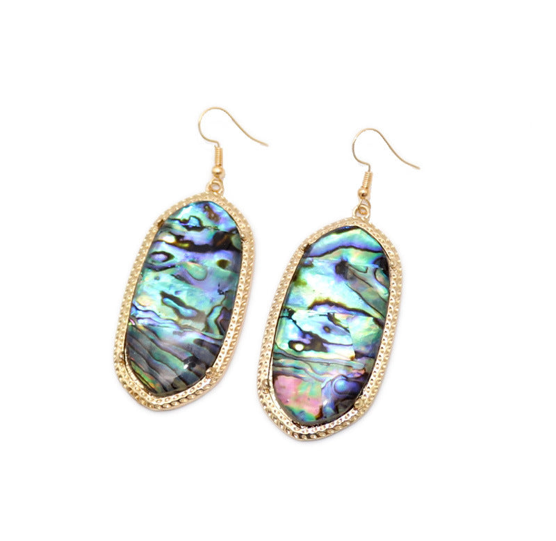 Abalone Shell and Opal Glass Inlay Earrings