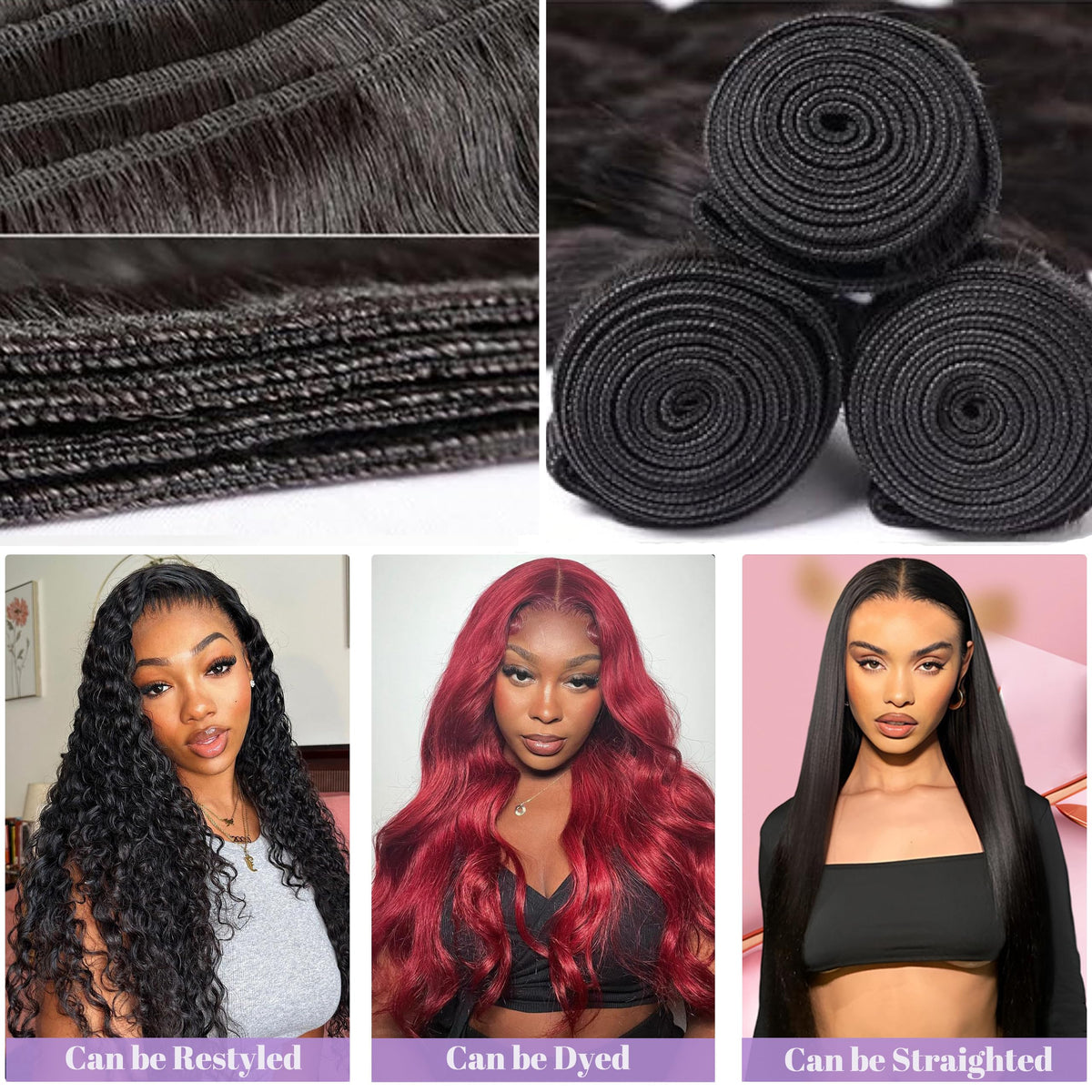 Brazilian Virgin Hair Bundles Deep Wave Human Hair Extensions