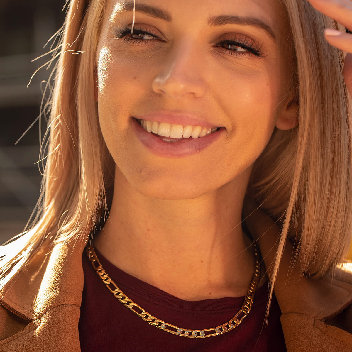 Premium 18K Gold-Plated Figaro Chain Necklace – Stainless Steel | Waterproof & Tarnish Resistant