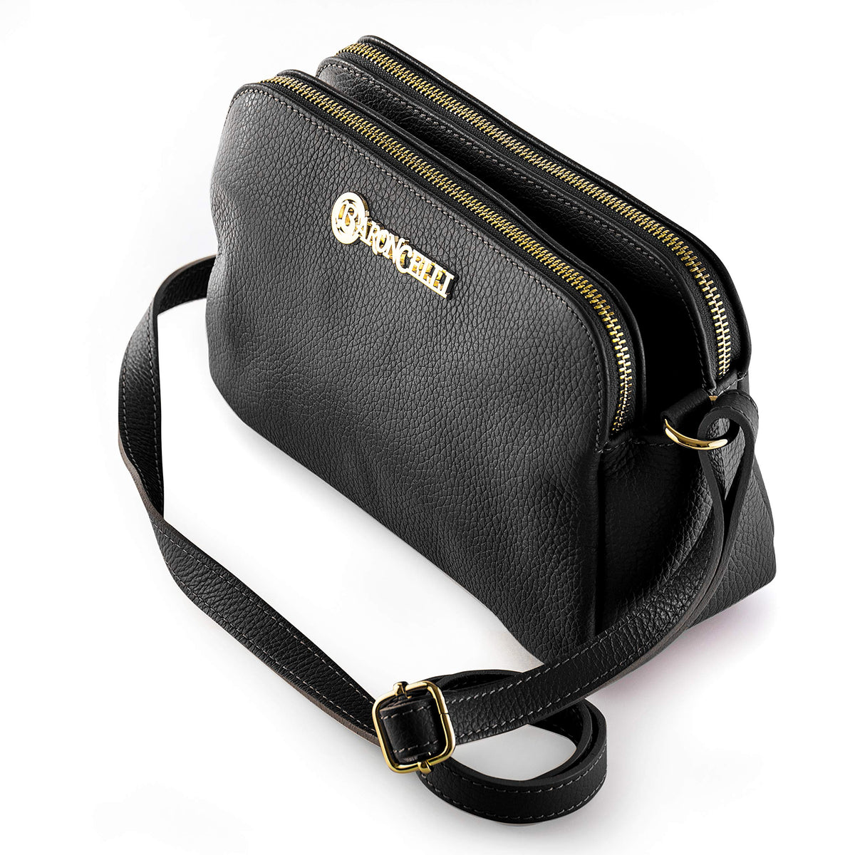 Baroncelli Crossbody Bag Made in Italy with Long Stripe Genuine Italian Soft Leather