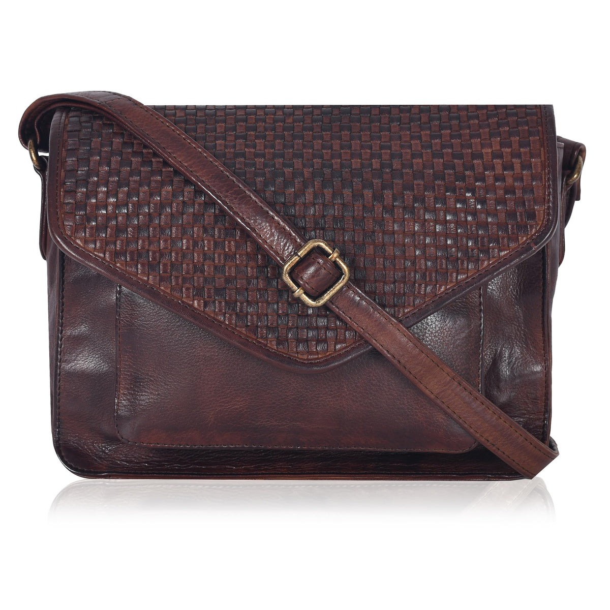 Leather Flapover Crossbody Handbag Purse for Women with Adjustable Strap & Overflap Snap Closure Tote/Bag
