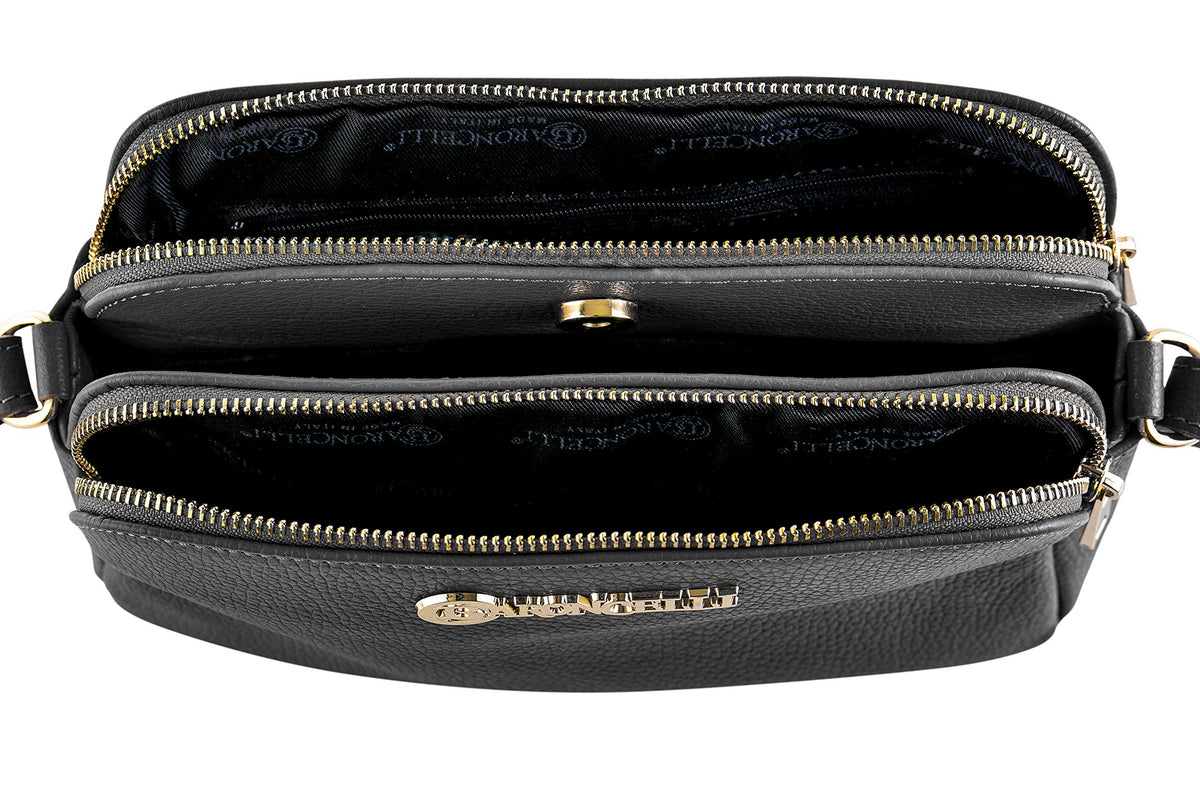 Baroncelli Crossbody Bag Made in Italy with Long Stripe Genuine Italian Soft Leather