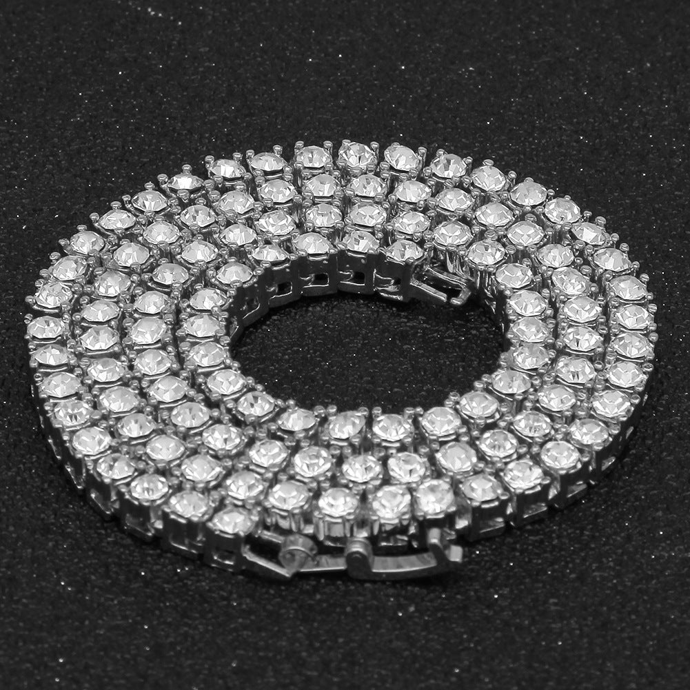 mens gold Rhinestone Row Tennis Chain necklace
