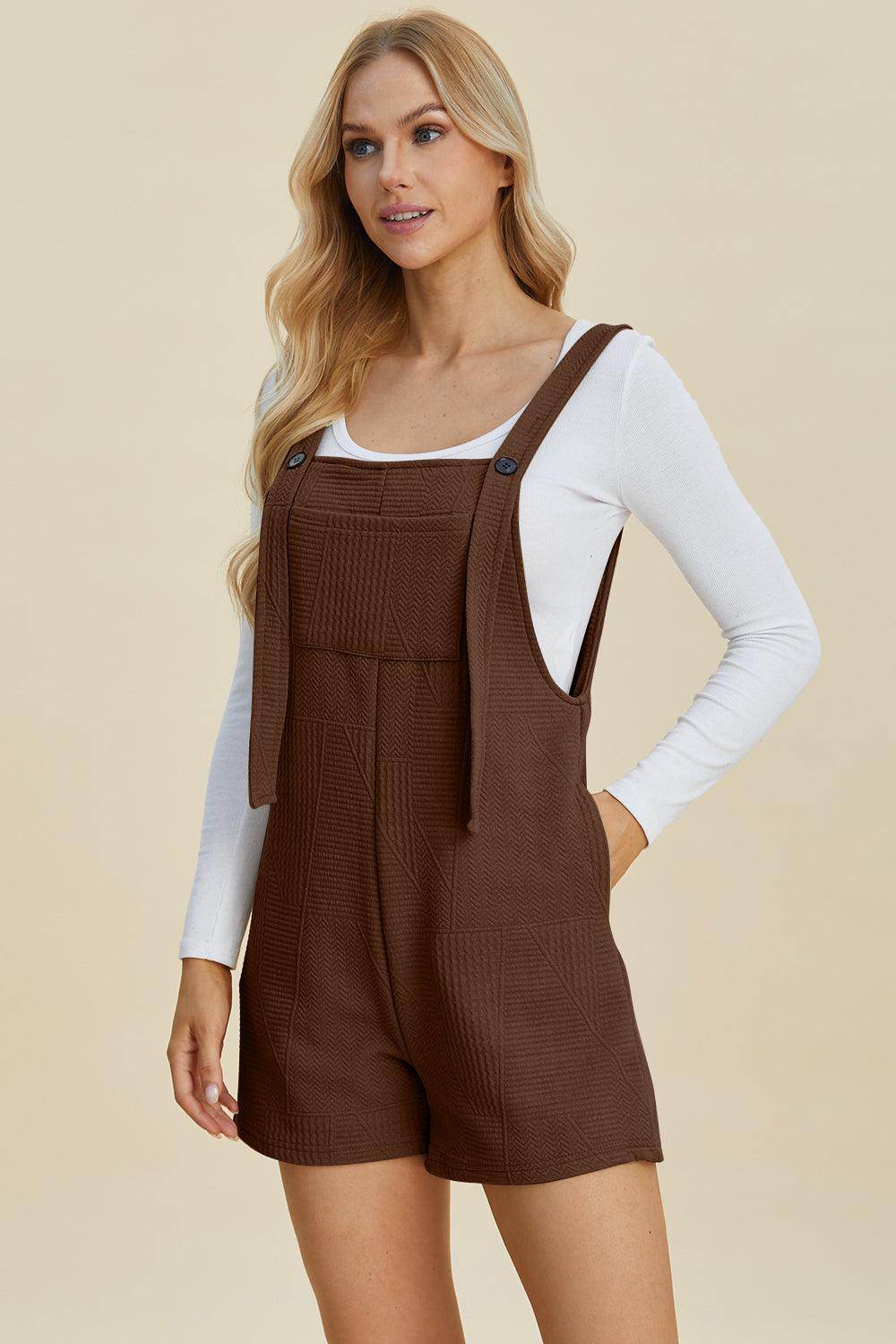 Double Take Full Size Texture Sleeveless Romper for Women