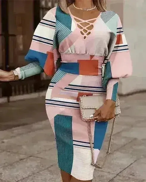 Casual Printed Dress - Women&