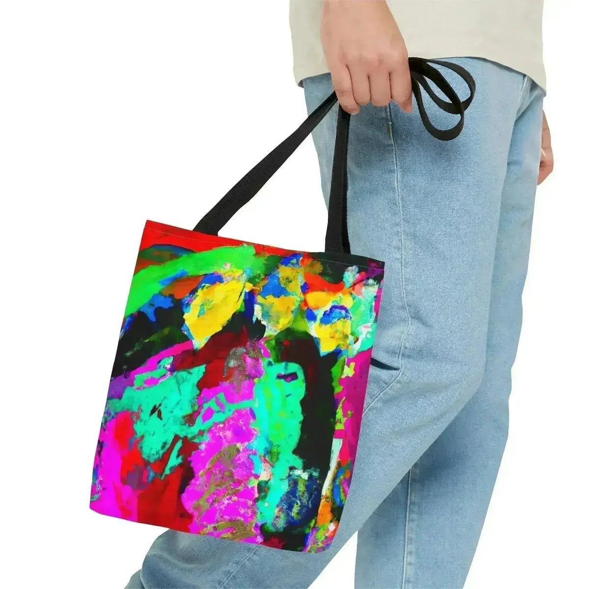 Large Tote Bag Multicolor Abstract Pattern