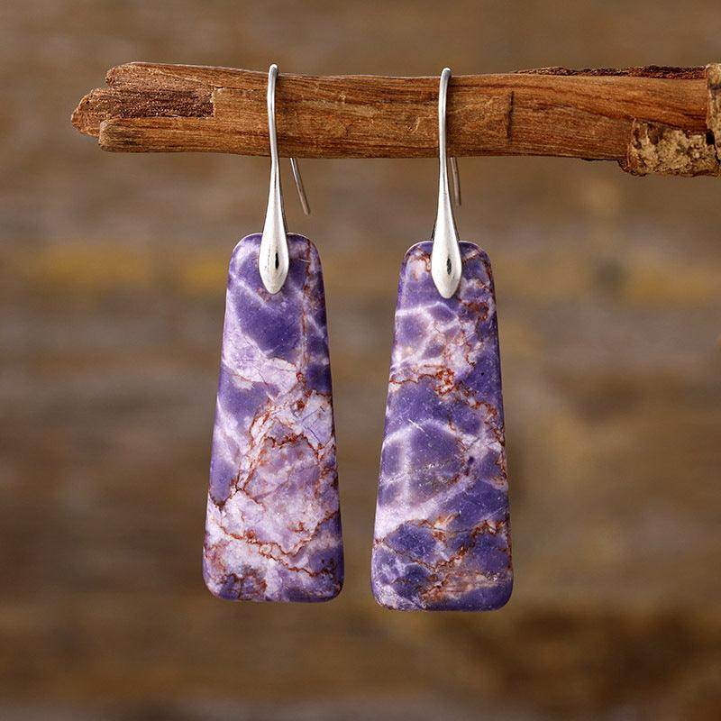 Copper Natural Stone Earrings with Platinum and Gold Plating
