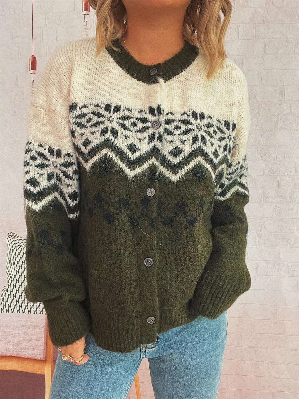 Christmas Button Up Drop Shoulder Cardigan