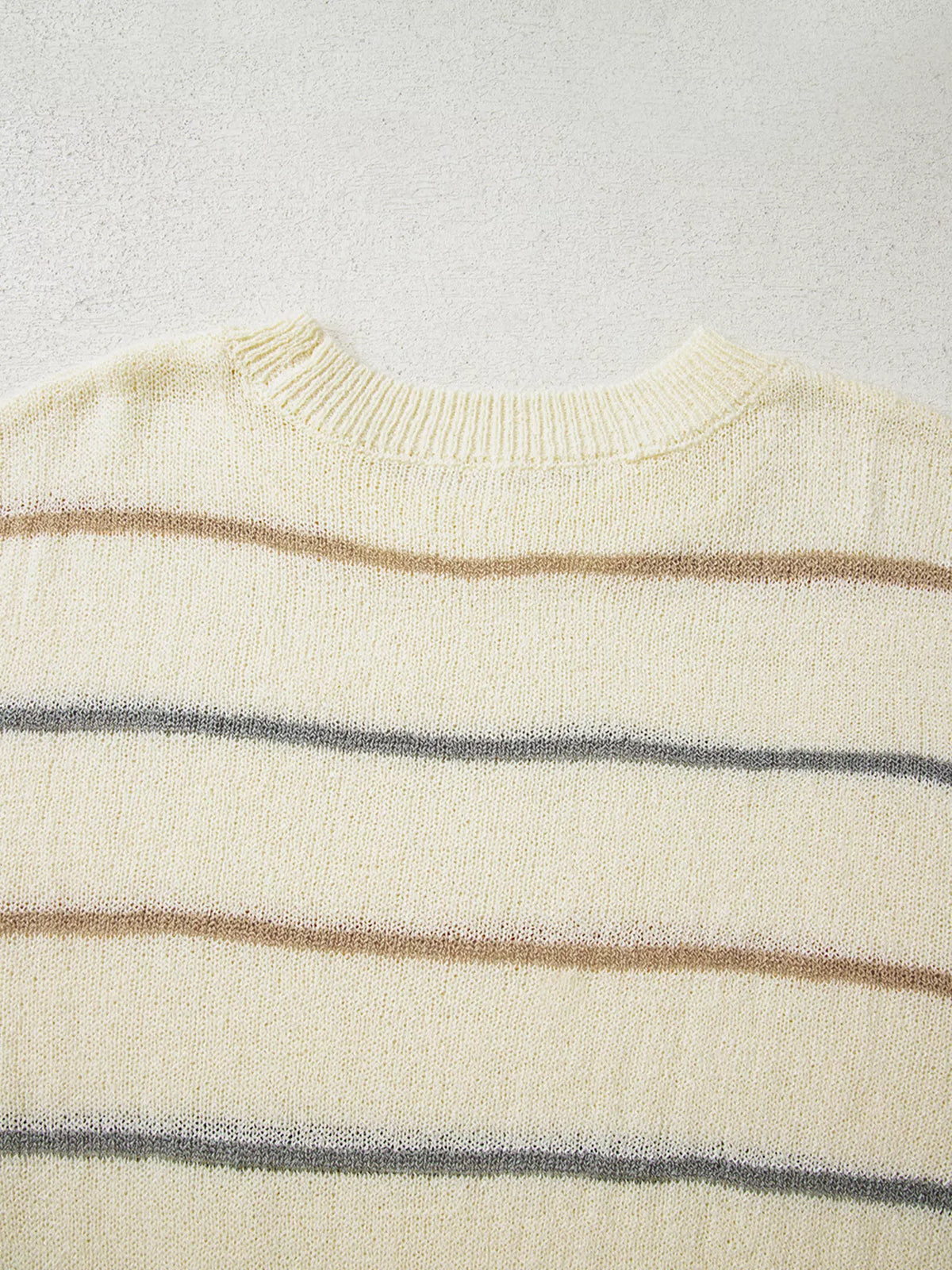 Stripe Striped Ribbed Edge Drop Shoulder Sweater