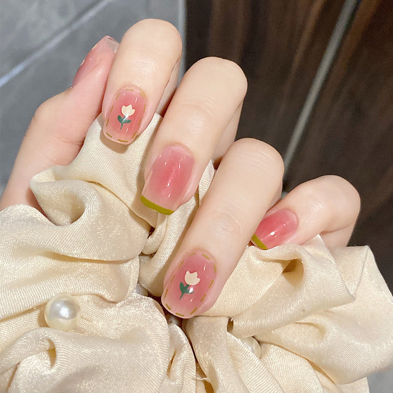 Fashionable Blue and Graffiti Pattern Fake Nails