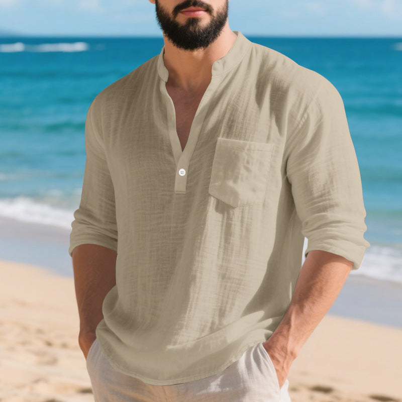 American Style Linen Long-sleeved Men&