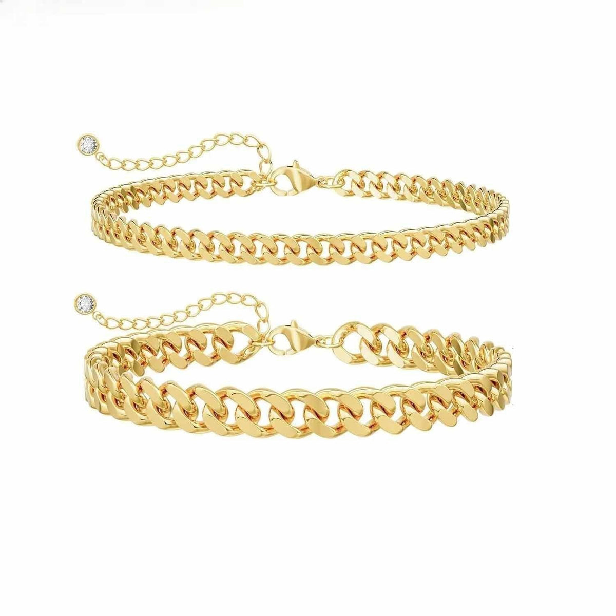 Cuban Chain Anklet Stainless Steel Stackable Double-layer Foot Jewelry