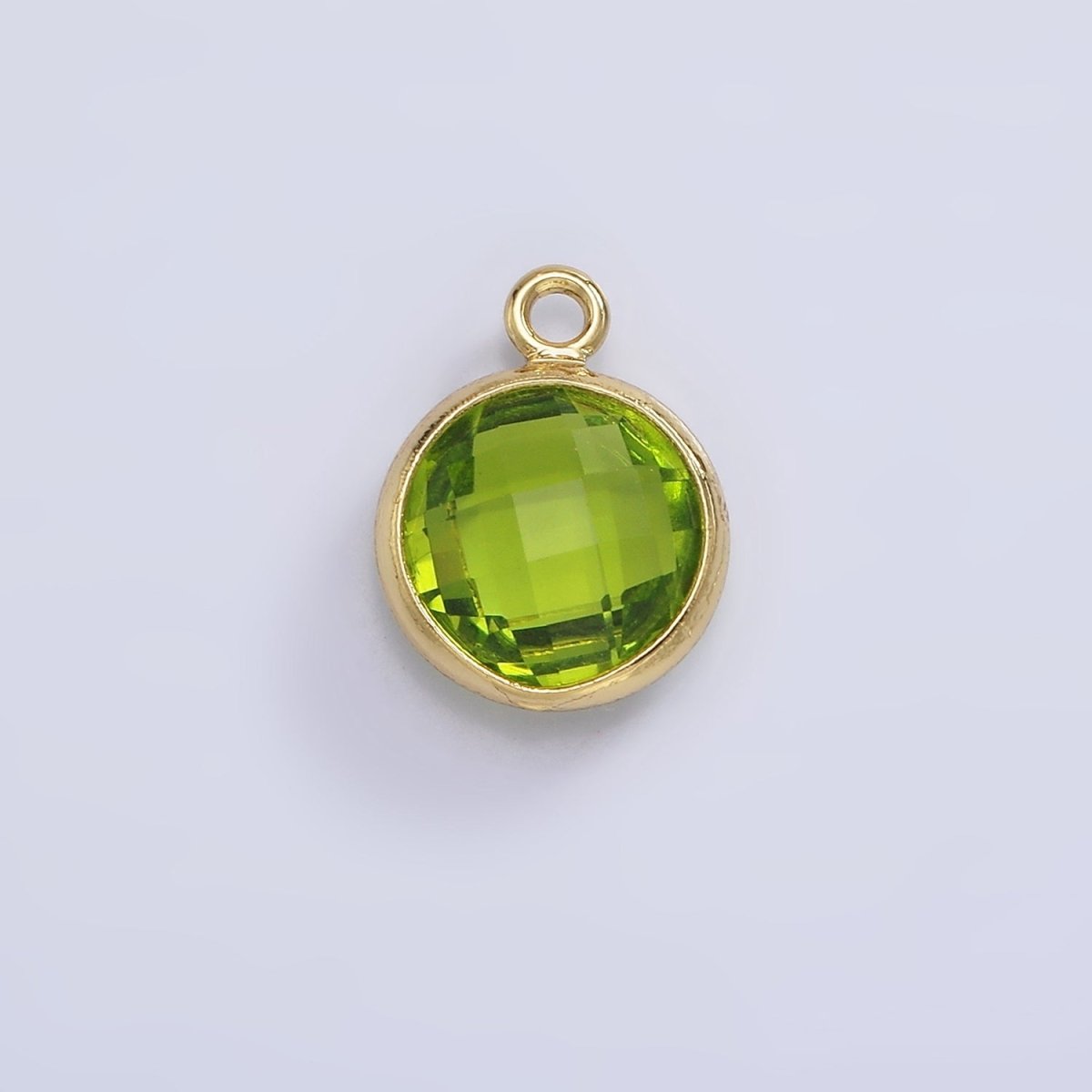 9mm Round BIRTHSTONE Cubic Zirconia Circle Gold Charm Add on Component For Jewelry Making | N-1209 N-1210