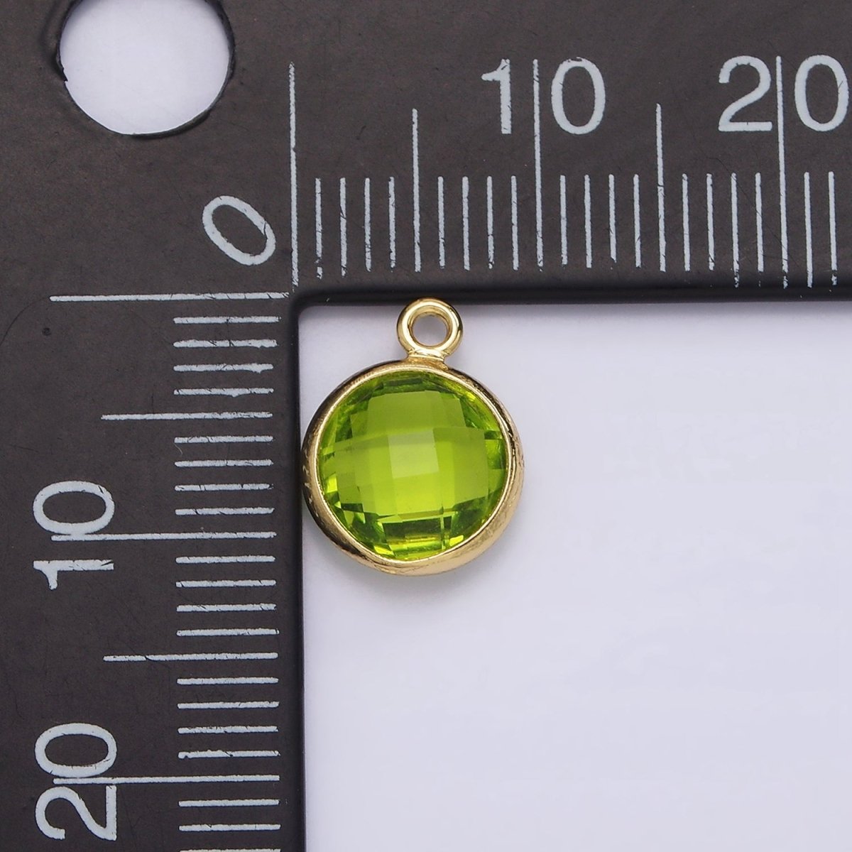9mm Round BIRTHSTONE Cubic Zirconia Circle Gold Charm Add on Component For Jewelry Making | N-1209 N-1210